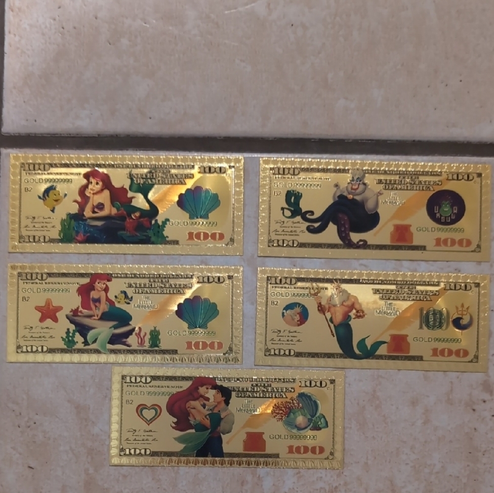 Disney Gold Art Prints with Ariel and Ursula